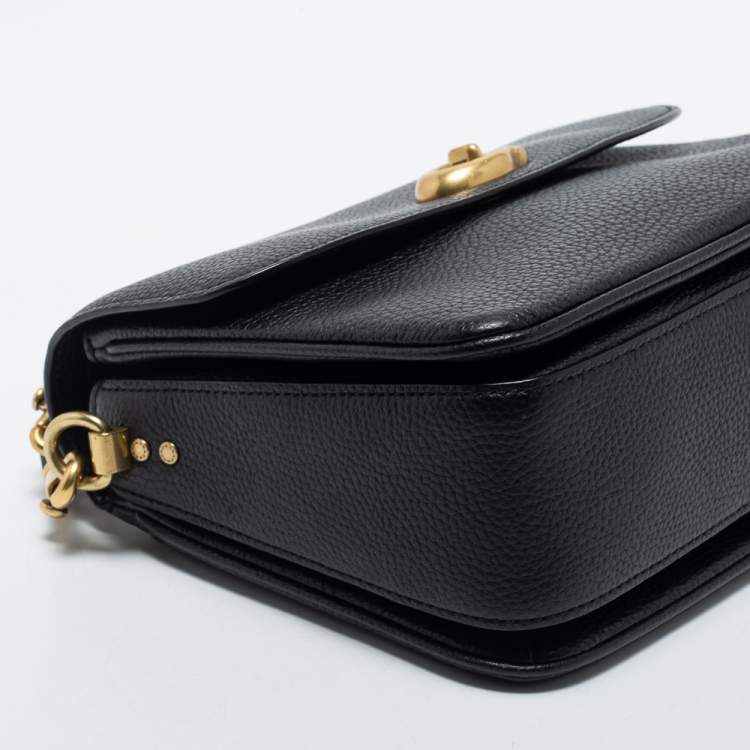Pre Owned Coach Black Grained Leather Cassie Crossbody Bag