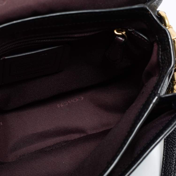 Pre Owned Coach Black Grained Leather Cassie Crossbody Bag