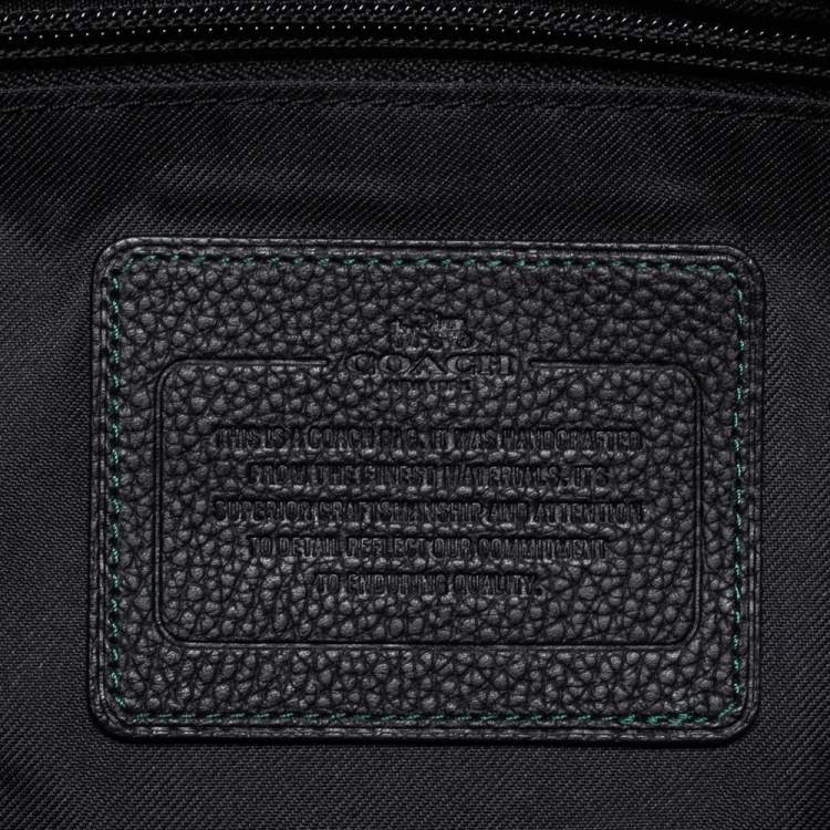 Pre Owned Coach Dark Green Pebbled Leather Front Pocket Tote