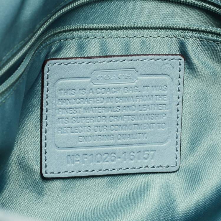 Pre Owned Coach Blue Croc Embossed Leather Carryall Mia Satchel