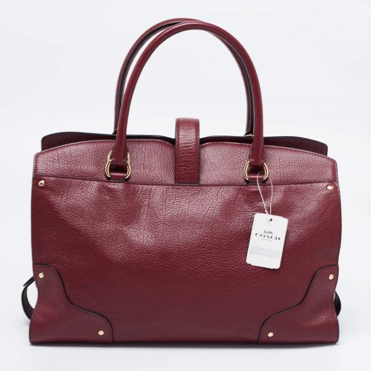 Pre Owned Coach Burgundy Leather Mercer 35 Satchel