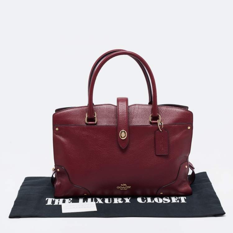 Pre Owned Coach Burgundy Leather Mercer 35 Satchel