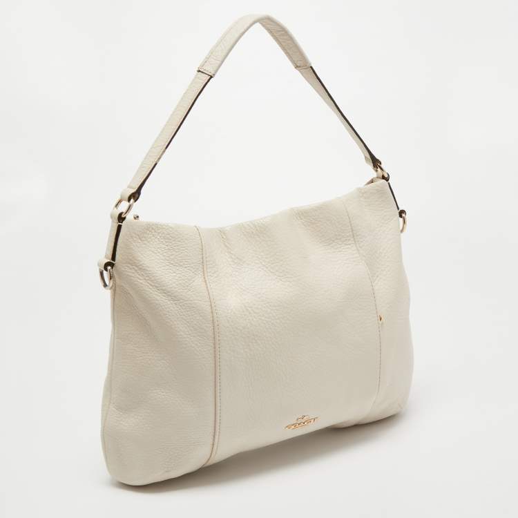 Pre Owned Coach Cream Leather East West Isabelle Hobo