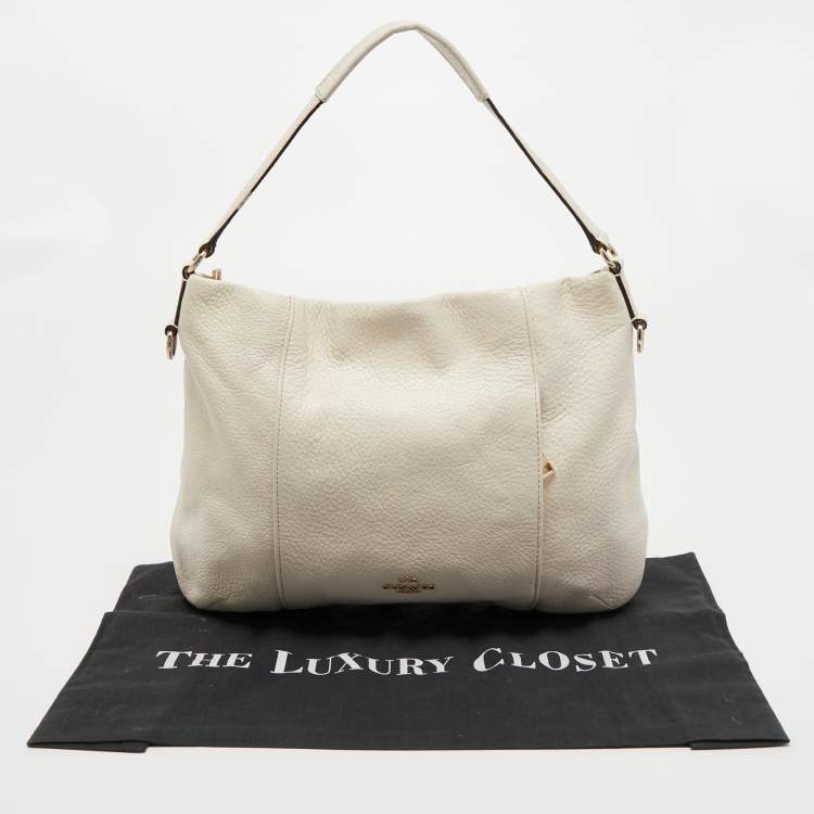 Pre Owned Coach Cream Leather East West Isabelle Hobo