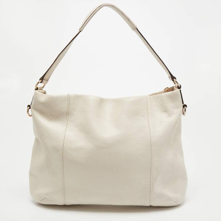 Pre Owned Coach Cream Leather East West Isabelle Hobo