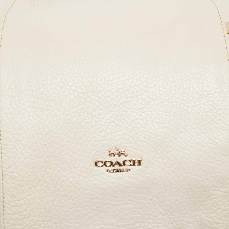 Pre Owned Coach Cream Leather East West Isabelle Hobo