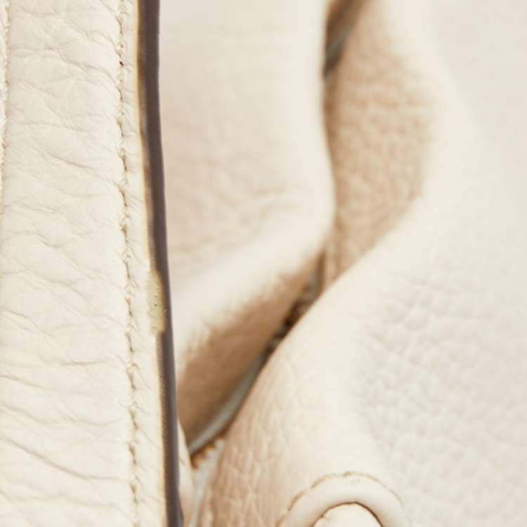 Pre Owned Coach Cream Leather East West Isabelle Hobo