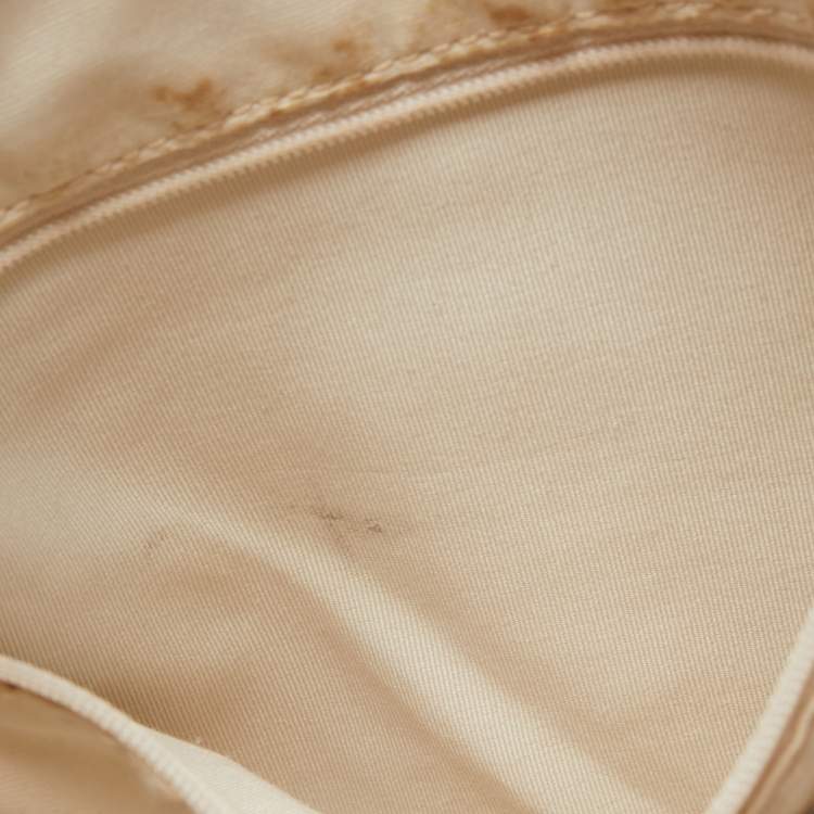 Pre Owned Coach Cream Leather East West Isabelle Hobo