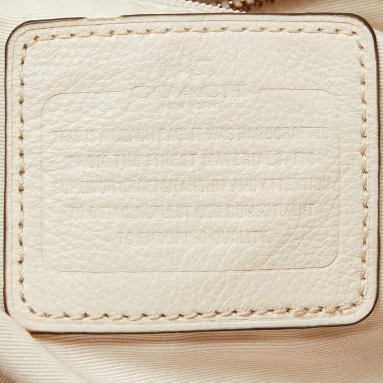 Pre Owned Coach Cream Leather East West Isabelle Hobo