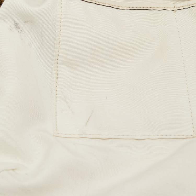 Pre Owned Coach Cream Leather East West Isabelle Hobo