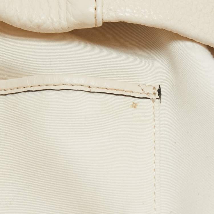 Pre Owned Coach Cream Leather East West Isabelle Hobo