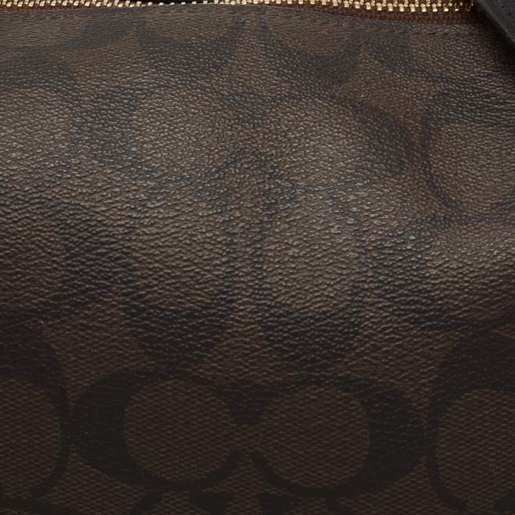 Pre Owned Coach Brown Signature Coated Canvas Mia Shoulder Bag