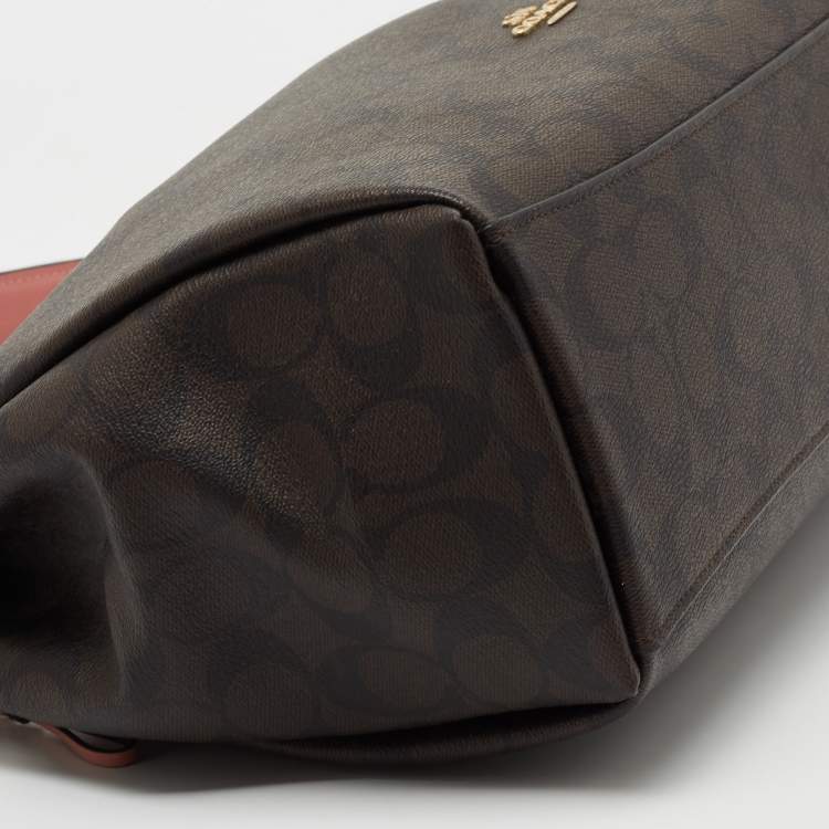 Pre Owned Coach Brown Signature Coated Canvas Mia Shoulder Bag