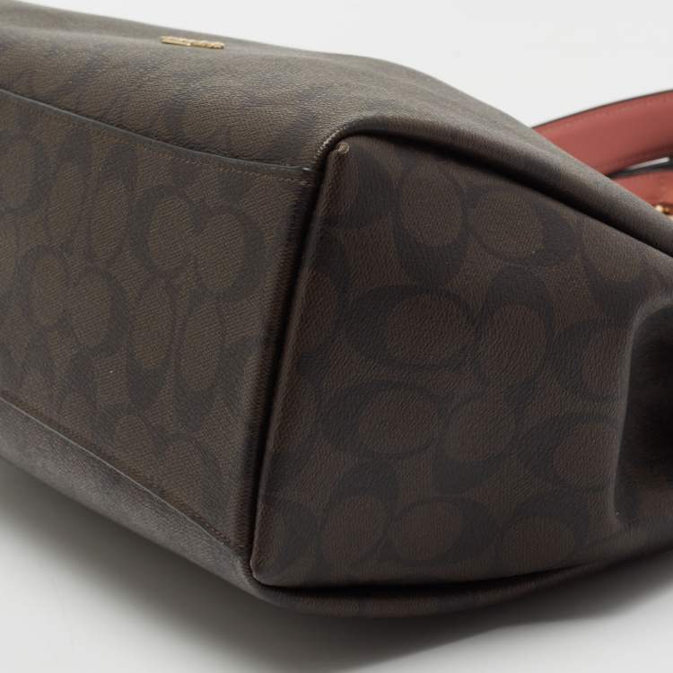 Pre Owned Coach Brown Signature Coated Canvas Mia Shoulder Bag
