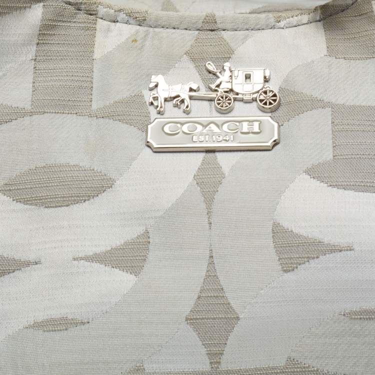 Pre Owned Coach Grey Op Art Canvas and Leather Madison Maggie Shoulder Bag