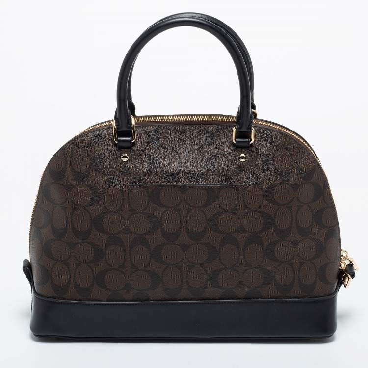 Pre Owned Coach Brown Signature Coated Canvas and Leather Sierra Satchel
