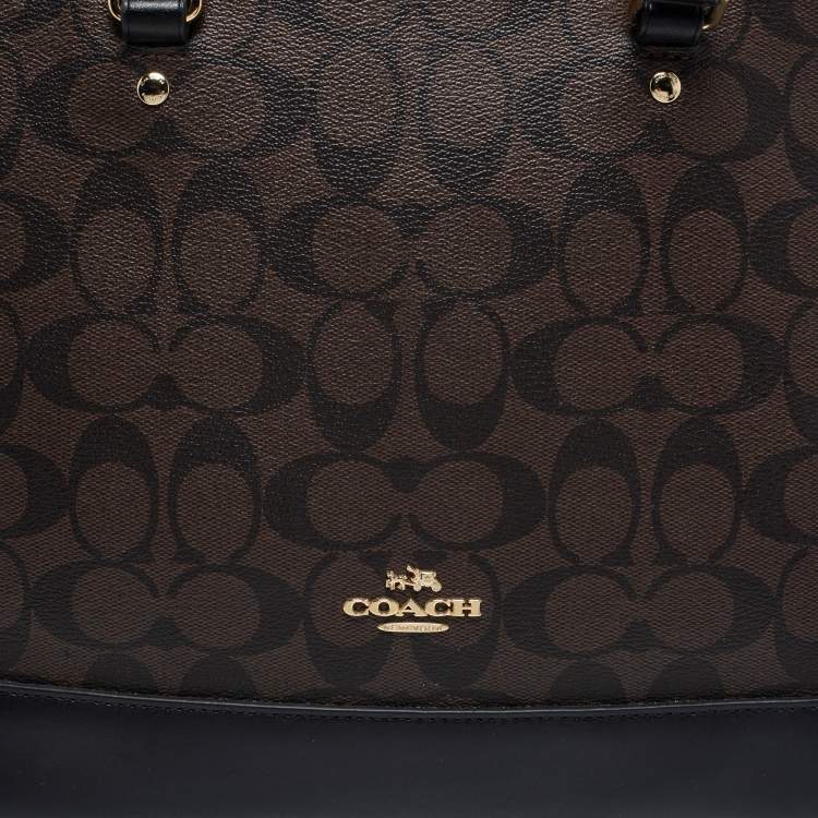 Pre Owned Coach Brown Signature Coated Canvas and Leather Sierra Satchel