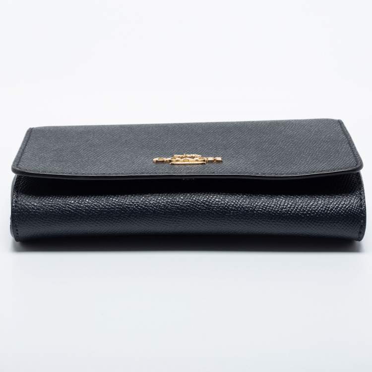 Pre Owned Coach Black Leather Wallet on Chain