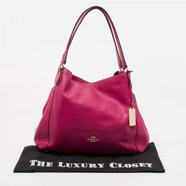 Pre Owned Coach Pink Leather Edie Shoulder Bag
