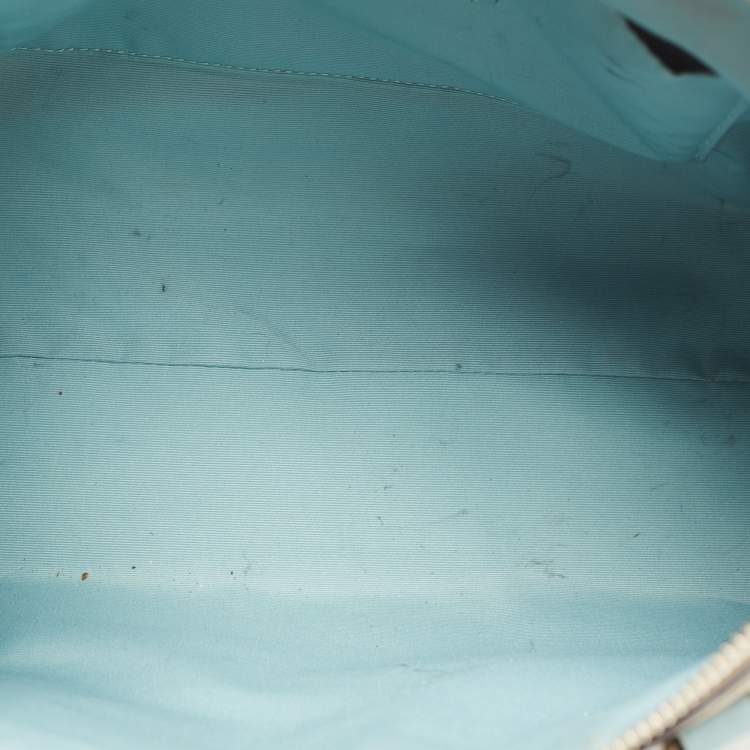 Pre Owned Coach Beige/Blue Coated Canvas and Leather Emma Satchel