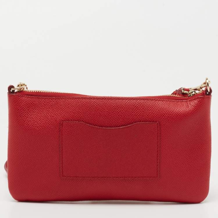 Pre Owned Coach Red Leather Studded Crossbody Bag