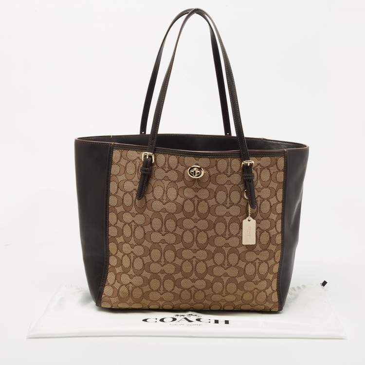 مملوكة مسبقًا Coach Beige/Dark Brown Signature Canvas and Leather Shopper Tote
