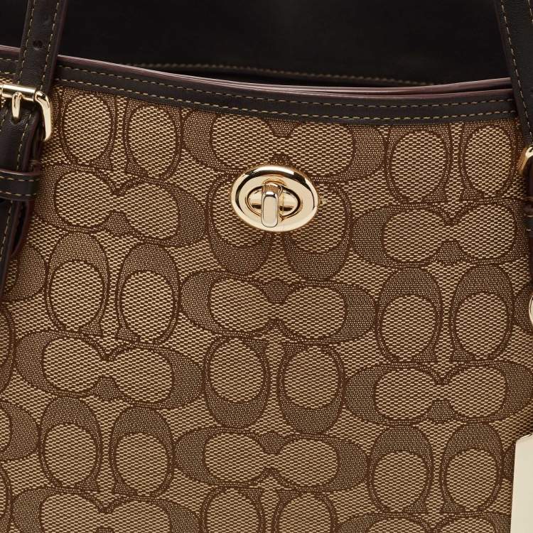 مملوكة مسبقًا Coach Beige/Dark Brown Signature Canvas and Leather Shopper Tote