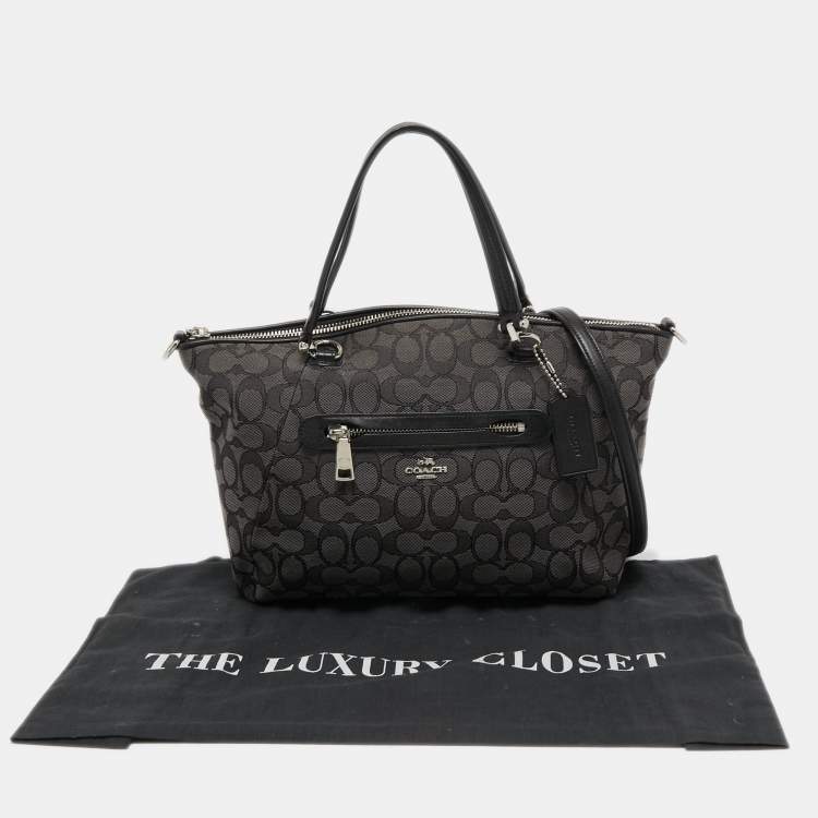 Pre Owned Coach Grey/Black Signature Canvas and Leather Prairie Satchel