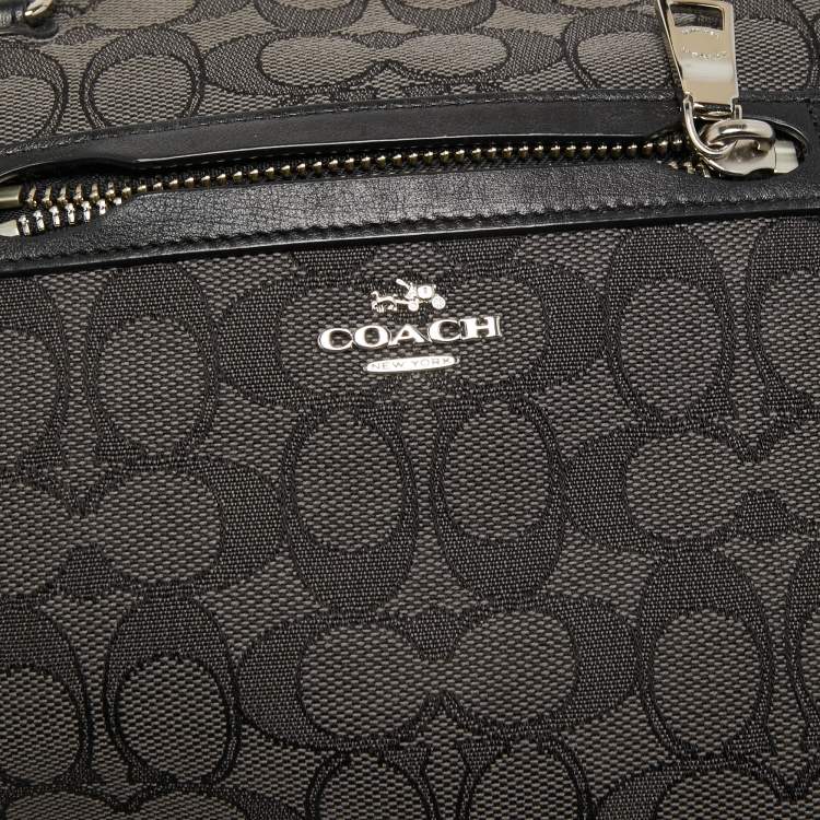 Pre Owned Coach Grey/Black Signature Canvas and Leather Prairie Satchel