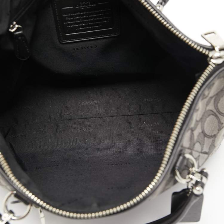 Pre Owned Coach Grey/Black Signature Canvas and Leather Prairie Satchel