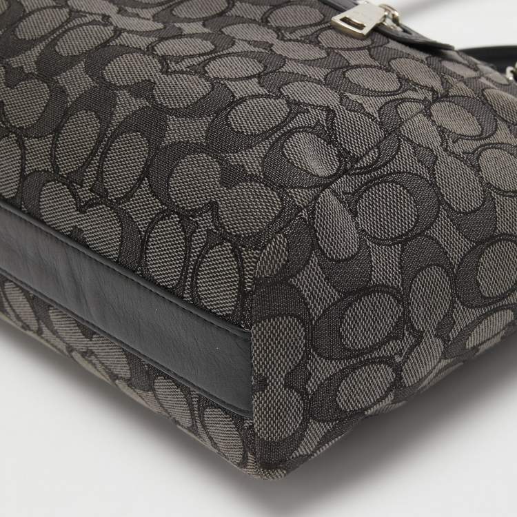 Pre Owned Coach Grey/Black Signature Canvas and Leather Prairie Satchel