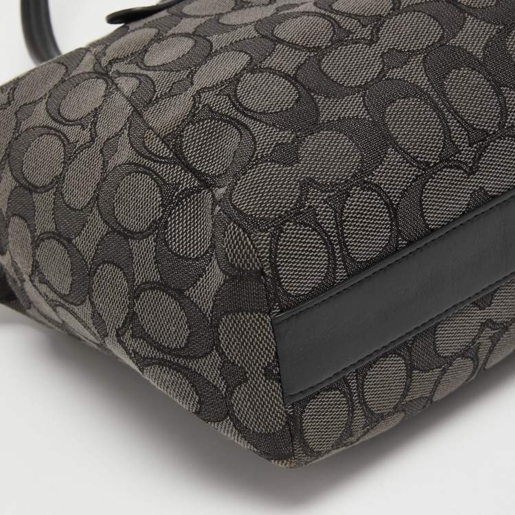 Pre Owned Coach Grey/Black Signature Canvas and Leather Prairie Satchel