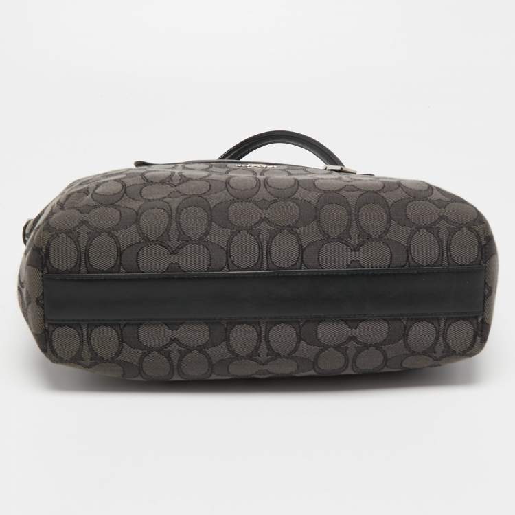 Pre Owned Coach Grey/Black Signature Canvas and Leather Prairie Satchel