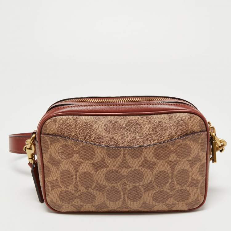 Pre Owned Coach Brown/Beige Coated Canvas and Leather Willow Crossbody Bag