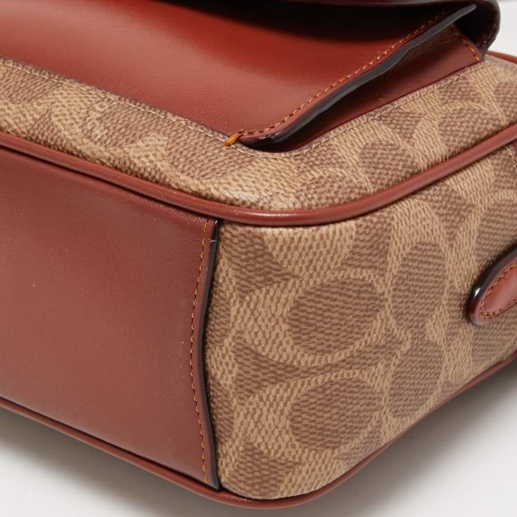 Pre Owned Coach Brown/Beige Coated Canvas and Leather Willow Crossbody Bag