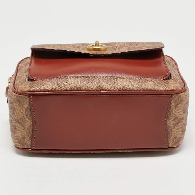 Pre Owned Coach Brown/Beige Coated Canvas and Leather Willow Crossbody Bag
