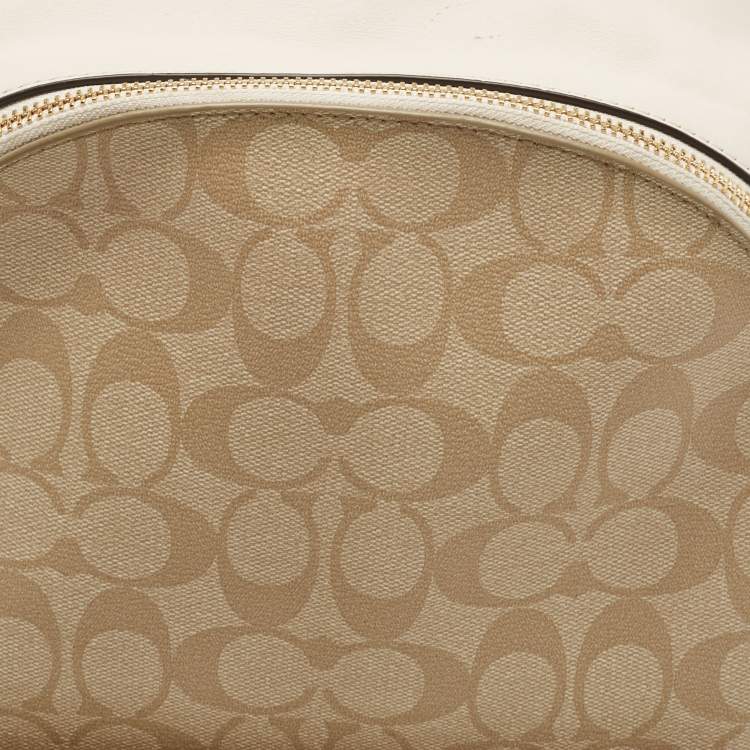 Pre Owned Coach Beige/Cream Signature Coated Canvas and Leather Charlie Backpack