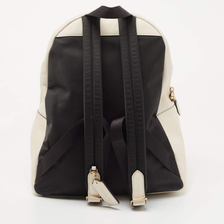 Pre Owned Coach Beige/Cream Signature Coated Canvas and Leather Charlie Backpack