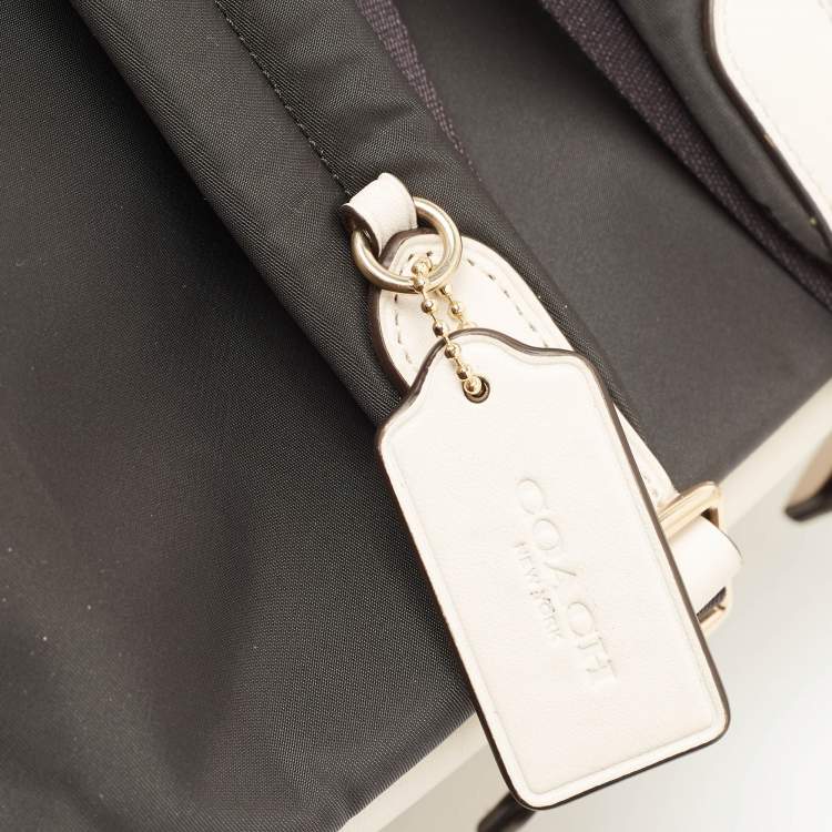 Pre Owned Coach Beige/Cream Signature Coated Canvas and Leather Charlie Backpack