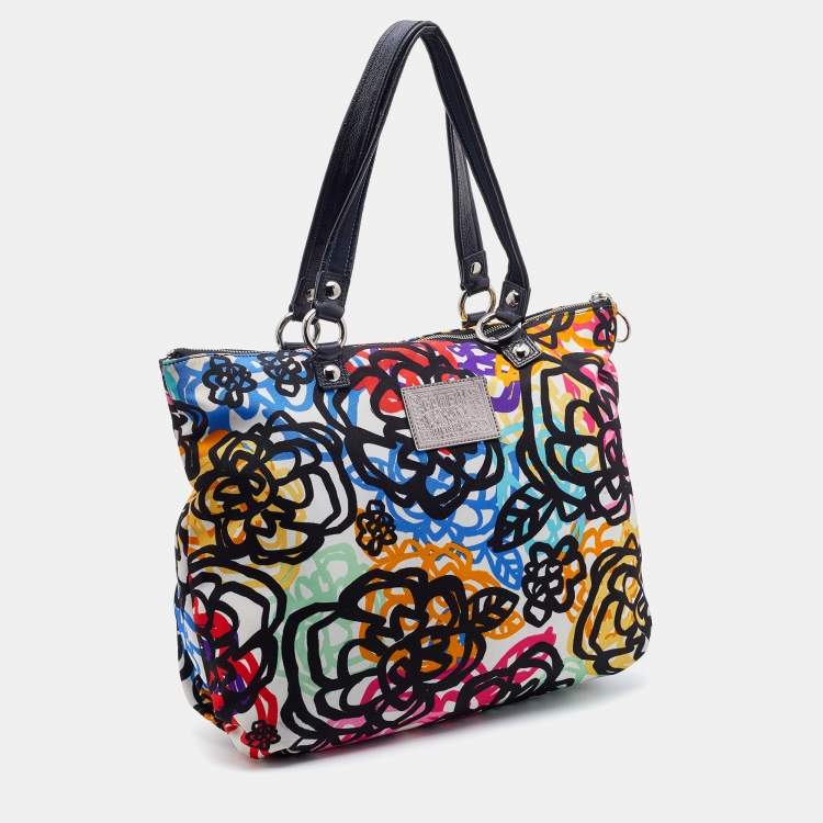 Pre Owned Coach Multicolor Fabric Graffiti Print Poppy Tote 
