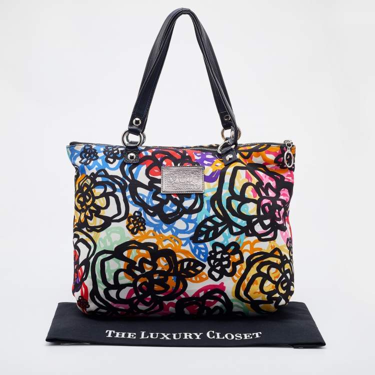 Pre Owned Coach Multicolor Fabric Graffiti Print Poppy Tote 