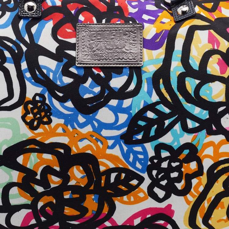 Pre Owned Coach Multicolor Fabric Graffiti Print Poppy Tote 