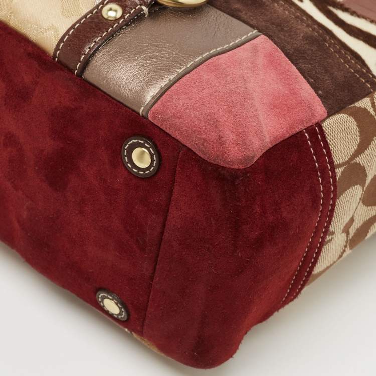 Pre Owned Coach Multicolor Canvas Suede and Leather Patchwork Tote