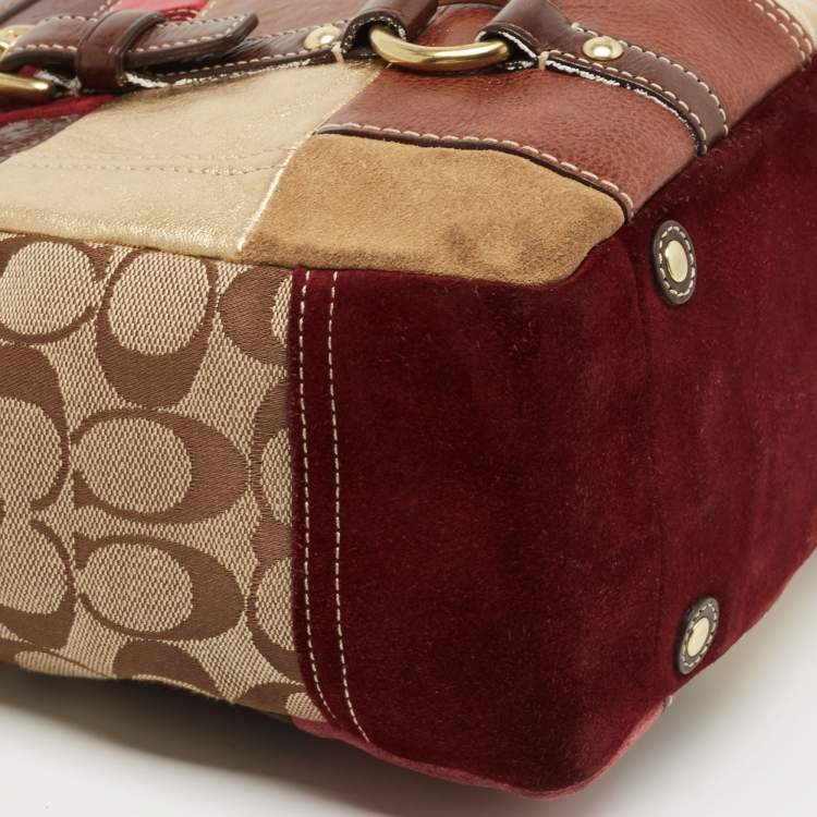 Pre Owned Coach Multicolor Canvas Suede and Leather Patchwork Tote