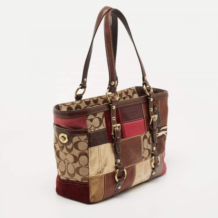 Pre Owned Coach Multicolor Canvas Suede and Leather Patchwork Tote