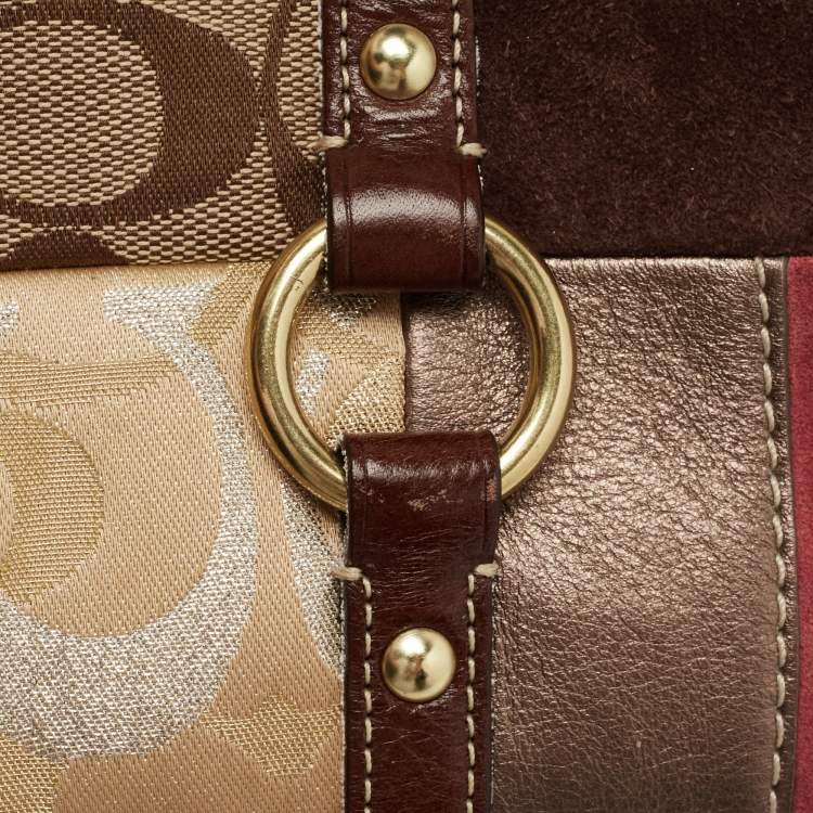 Pre Owned Coach Multicolor Canvas Suede and Leather Patchwork Tote