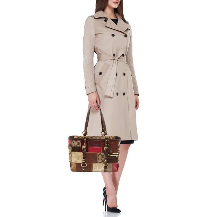 Pre Owned Coach Multicolor Canvas Suede and Leather Patchwork Tote