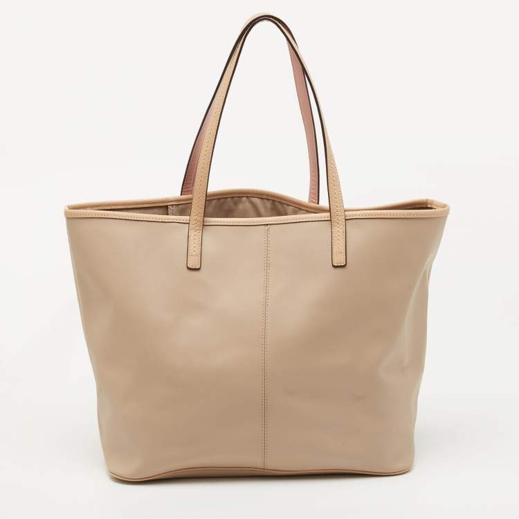 Pre Owned Coach Beige Leather Park Metro Tote