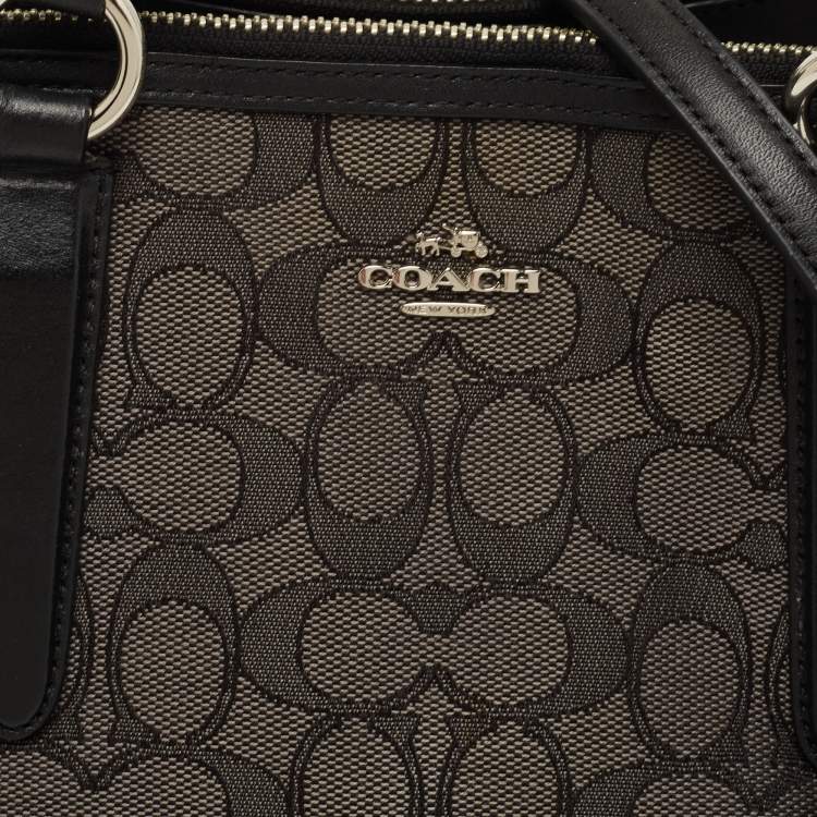Pre Owned Coach Black/Grey Signature Canvas and Leather Crosby Carryall Tote