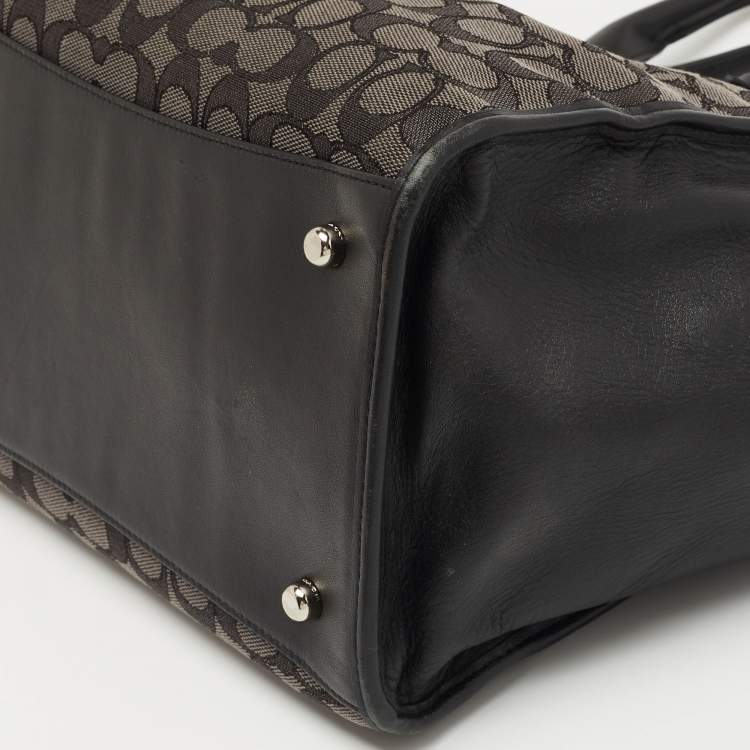 Pre Owned Coach Black/Grey Signature Canvas and Leather Crosby Carryall Tote